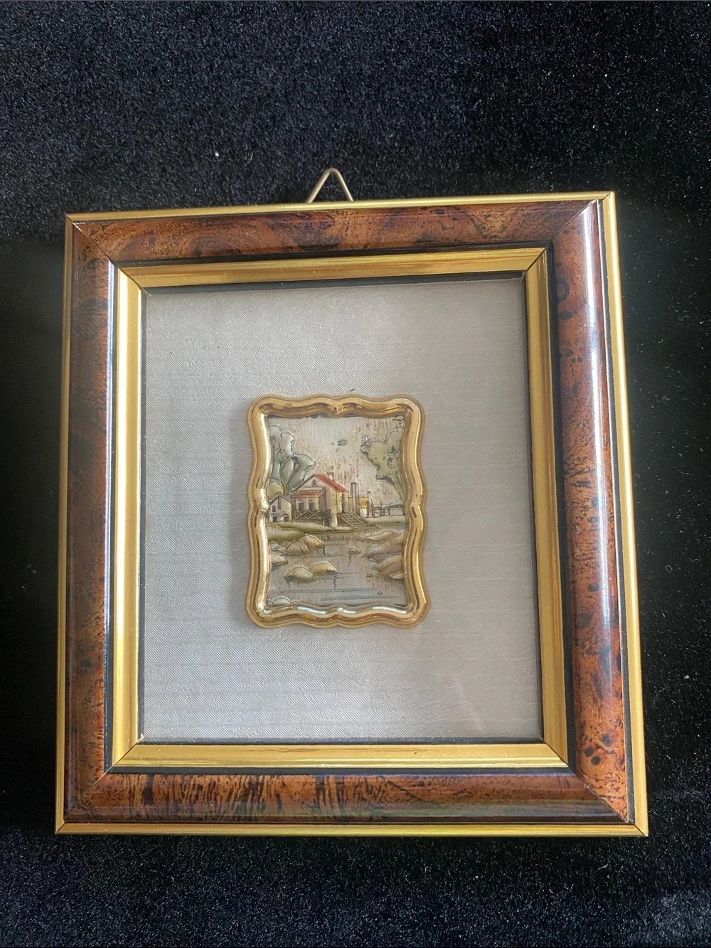 925 Framed Miniature Italian Landscape Wall Art - Gold and Brown